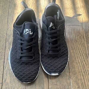 APL Black Knit Running Sneakers with White Soles